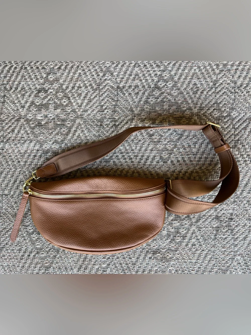 NWOT Quince Italian Pebbled Leather Sling Bag Cognac Crossbody Purse - Picture 12 of 15